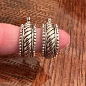 Silver hoop earrings.